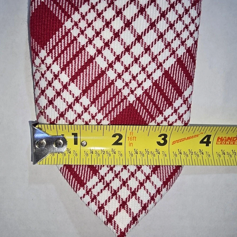 VINTAGE Red & White Checked Via‎ Veneto 100% Polyester Tie